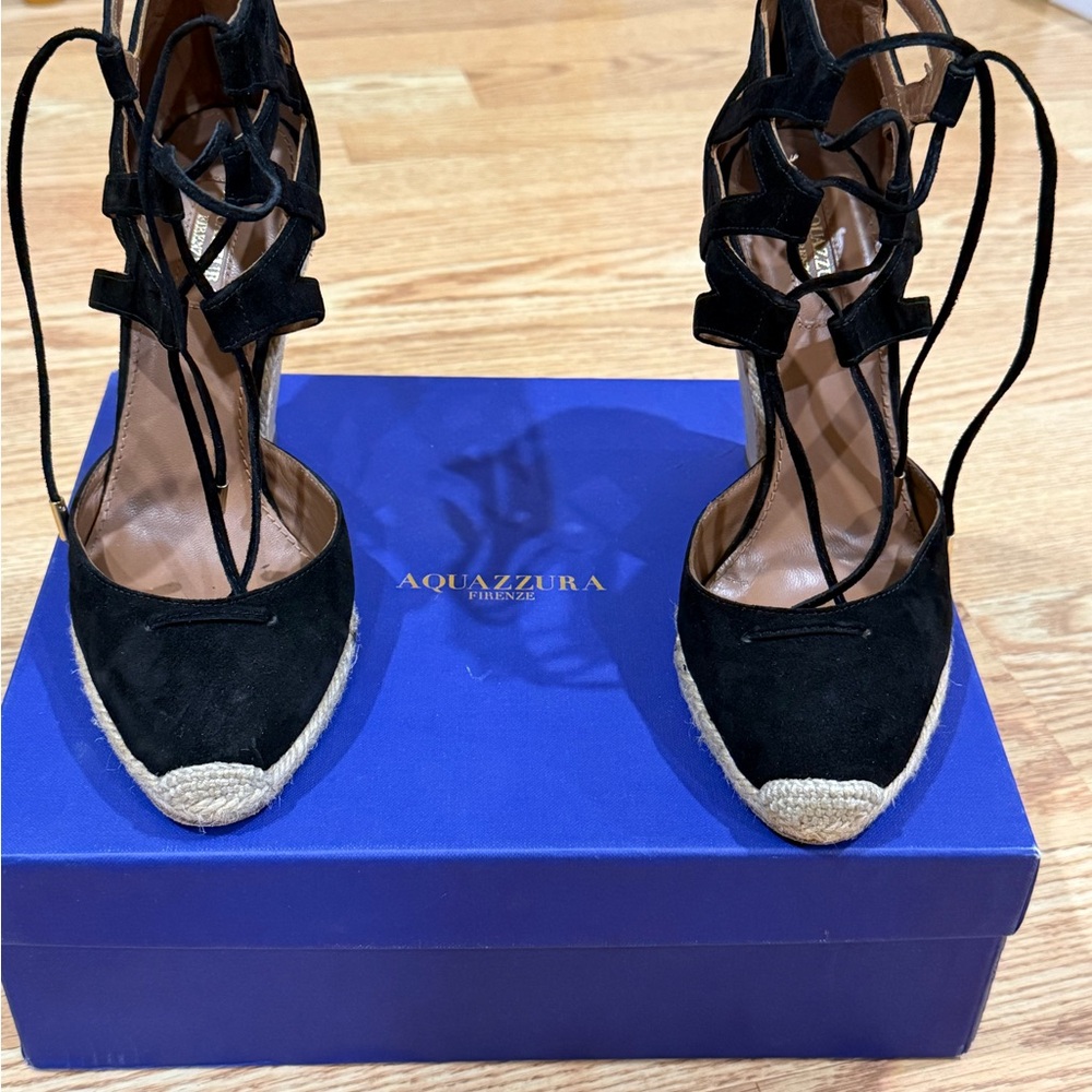 Aquazzura Belgravia Wedge Suede Espadrilles  110mm